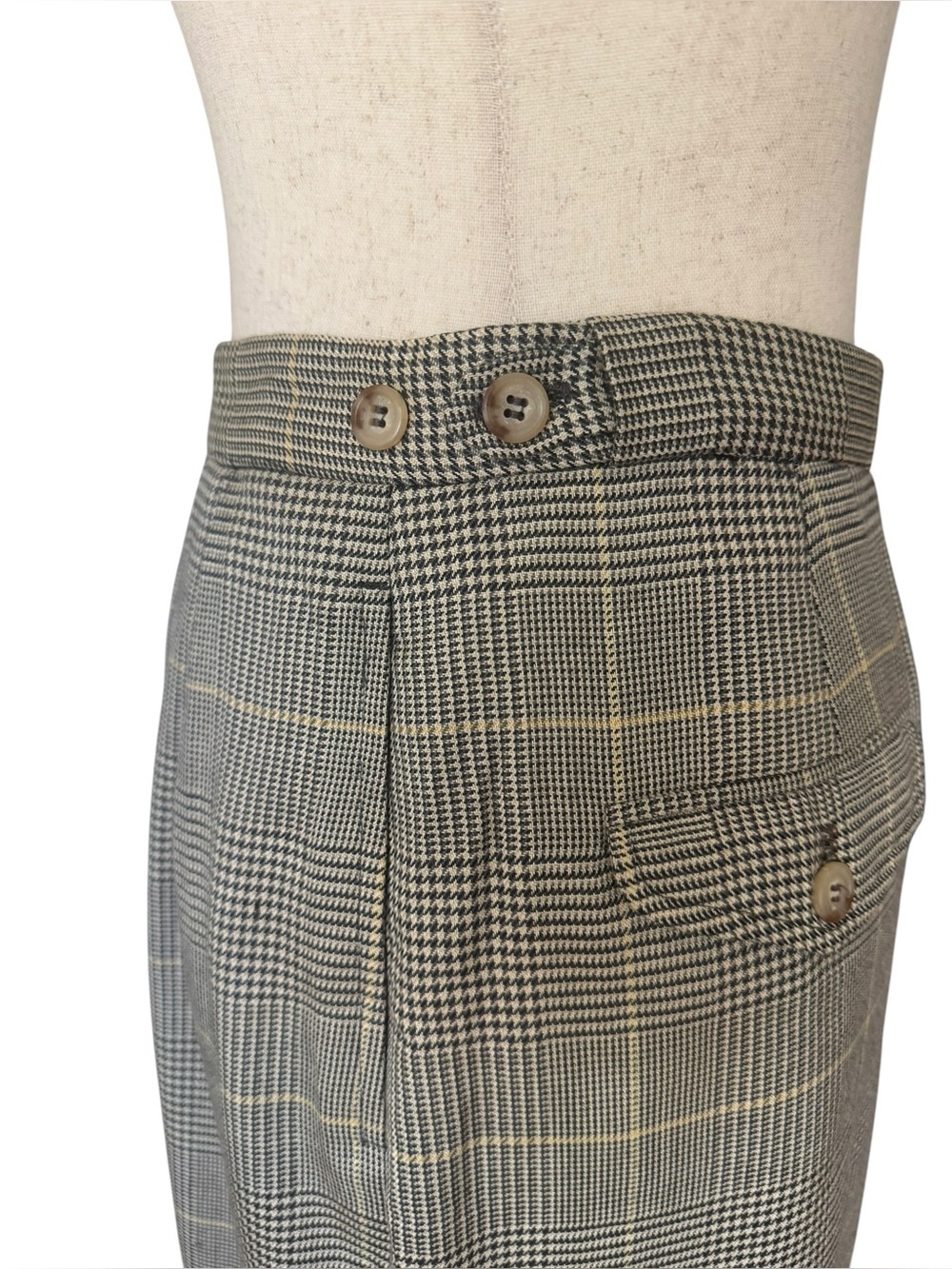 Vintage 70s 80s Ralph Lauren Glen Plaid Midi Skirt Classic Preppy sz Small - Picture 11 of 16